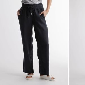 Quince European Linen Wide Leg Pants Black